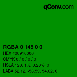 Color code: RGBA 0 145 0 0 | qconv.com