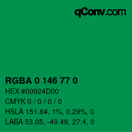 Farbcode: RGBA 0 146 77 0 | qconv.com