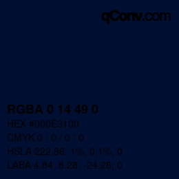 Farbcode: RGBA 0 14 49 0 | qconv.com