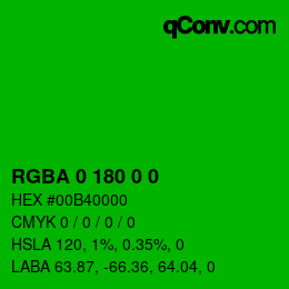 Color code: RGBA 0 180 0 0 | qconv.com