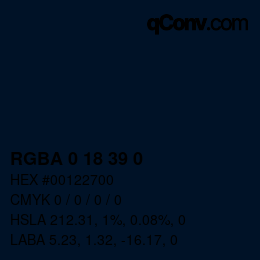 Color code: RGBA 0 18 39 0 | qconv.com