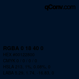 Color code: RGBA 0 18 40 0 | qconv.com