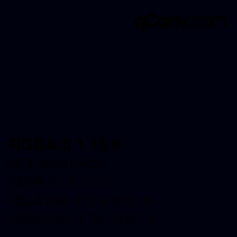 Color code: RGBA 0 1 15 0 | qconv.com