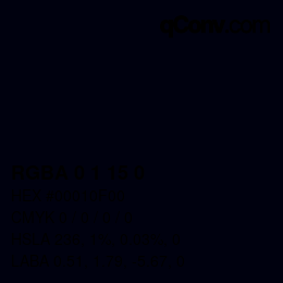 Color code: RGBA 0 1 15 0 | qconv.com