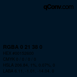 Color code: RGBA 0 21 38 0 | qconv.com