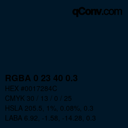カラーコード: RGBA 0 23 40 0.3 | qconv.com