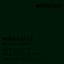 Color code: RGBA 0 23 7 0 | qconv.com