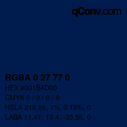 Color code: RGBA 0 27 77 0 | qconv.com