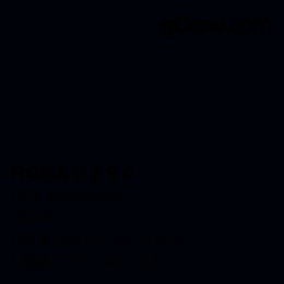 Código de color: RGBA 0 2 9 0 | qconv.com