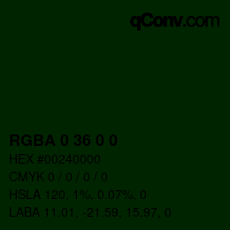 Farbcode: RGBA 0 36 0 0 | qconv.com