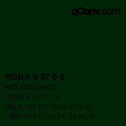 Código de color: RGBA 0 37 6 0 | qconv.com