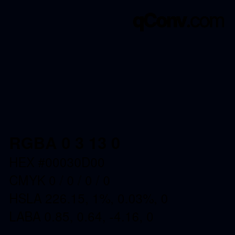 Farbcode: RGBA 0 3 13 0 | qconv.com