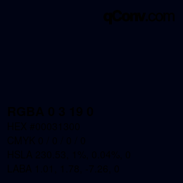 Color code: RGBA 0 3 19 0 | qconv.com