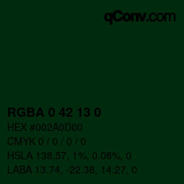 Color code: RGBA 0 42 13 0 | qconv.com