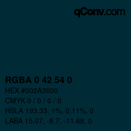 Color code: RGBA 0 42 54 0 | qconv.com