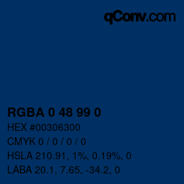 Color code: RGBA 0 48 99 0 | qconv.com