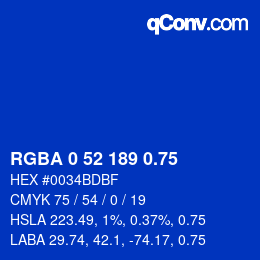 Farbcode: RGBA 0 52 189 0.75 | qconv.com
