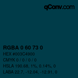 Color code: RGBA 0 60 73 0 | qconv.com
