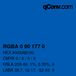 Color code: RGBA 0 90 177 0 | qconv.com