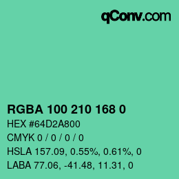Color code: RGBA 100 210 168 0 | qconv.com