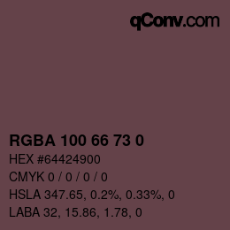 Farbcode: RGBA 100 66 73 0 | qconv.com