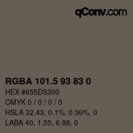 Código de color: RGBA 101.5 93 83 0 | qconv.com