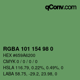 Farbcode: RGBA 101 154 98 0 | qconv.com