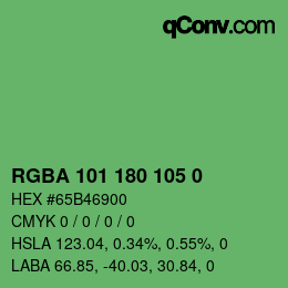 Color code: RGBA 101 180 105 0 | qconv.com