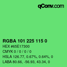 Farbcode: RGBA 101 225 115 0 | qconv.com