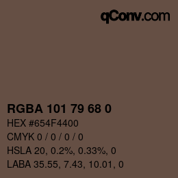 Color code: RGBA 101 79 68 0 | qconv.com