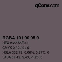 Farbcode: RGBA 101 90 95 0 | qconv.com