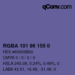 Color code: RGBA 101 96 155 0 | qconv.com