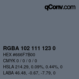 Color code: RGBA 102 111 123 0 | qconv.com
