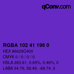 Farbcode: RGBA 102 41 196 0 | qconv.com
