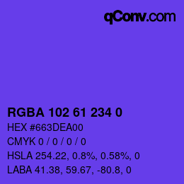 Farbcode: RGBA 102 61 234 0 | qconv.com