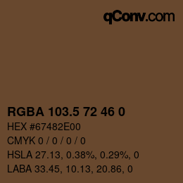 Color code: RGBA 103.5 72 46 0 | qconv.com