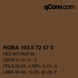 Color code: RGBA 103.5 72 47 0 | qconv.com
