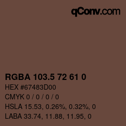 Color code: RGBA 103.5 72 61 0 | qconv.com