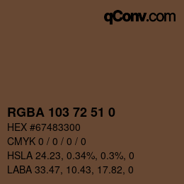 颜色代码: RGBA 103 72 51 0 | qconv.com