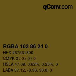 Farbcode: RGBA 103 86 24 0 | qconv.com