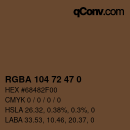 Color code: RGBA 104 72 47 0 | qconv.com
