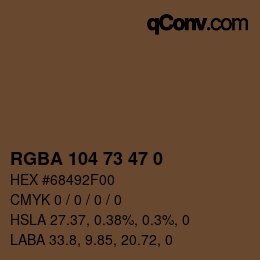 Color code: RGBA 104 73 47 0 | qconv.com