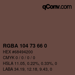 Color code: RGBA 104 73 66 0 | qconv.com