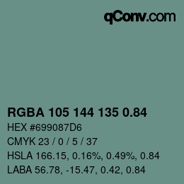 Code couleur: RGBA 105 144 135 0.84 | qconv.com
