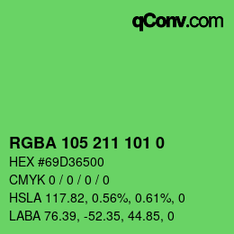 Color code: RGBA 105 211 101 0 | qconv.com