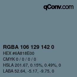 Color code: RGBA 106 129 142 0 | qconv.com