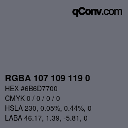 Color code: RGBA 107 109 119 0 | qconv.com