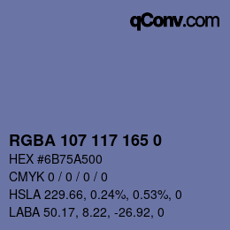 Color code: RGBA 107 117 165 0 | qconv.com