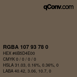 Code couleur: RGBA 107 93 78 0 | qconv.com