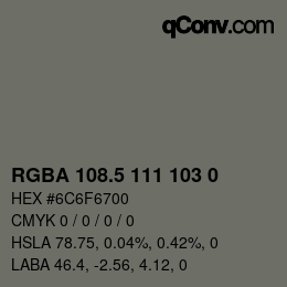 カラーコード: RGBA 108.5 111 103 0 | qconv.com